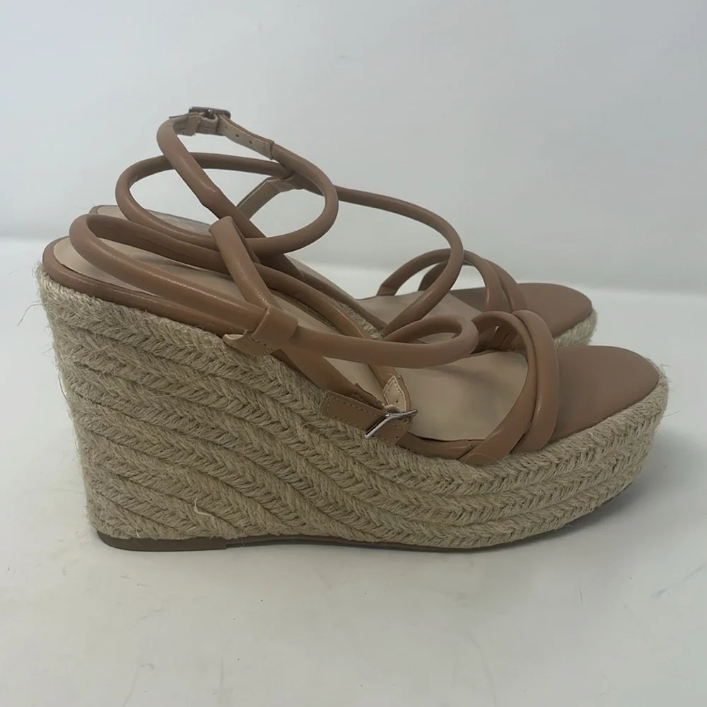 BP Nude Platform Heel Espadrille Sandals Size 8.5 Excellent Condition - Picture 5 of 13